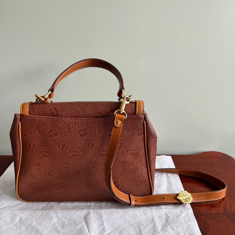 Nina Ricci Two-Tone Brown & Tan Leather Top-Handle Satchel with Shoulder Strap - Picture 4 of 12